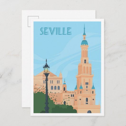 Sevilla Spanien Art Vintage Postkarte (Vorne/Hinten)