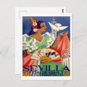 Sevilla, Spanien, Frau mit weißer Taube, Vintag Postkarte (Vorne/Hinten)