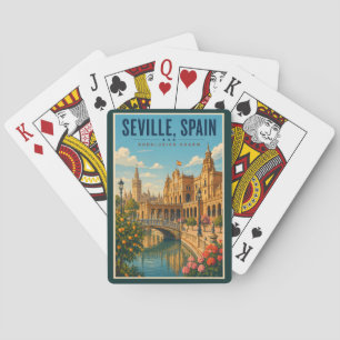 Sevilla Spanien Illustration Reise Kunst Vintage Spielkarten