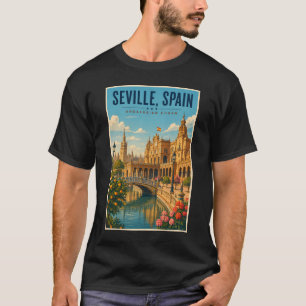 Sevilla Spanien Illustration Reise Kunst Vintage T-Shirt