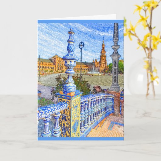 Sevilla Spanien-Kolored Stift Karte (Gelbe Blume)