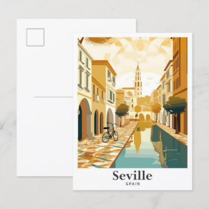 Sevilla Spanien Kunst Vintage Reise Illustration Postkarte