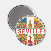 Sevilla Spanien Plaza de Espana Magnet (Vorderseite/Rückseite)