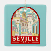 Sevilla Spanien - Retro Emblem Keramikornament (Rückseite)