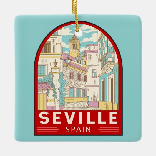 Sevilla Spanien - Retro Emblem Keramikornament (Vorderseite)