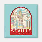 Sevilla Spanien - Retro Emblem Magnet (Vorne)