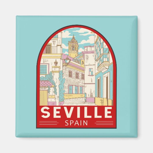 Sevilla Spanien - Retro Emblem Magnet (Vorne)