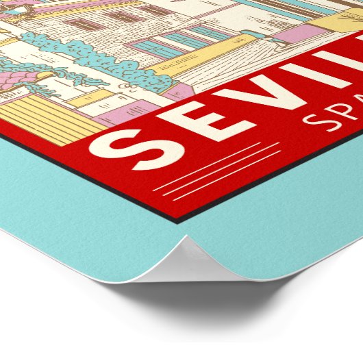 Sevilla Spanien - Retro Emblem Poster (Ecke)
