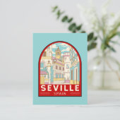 Sevilla Spanien - Retro Emblem Postkarte (Stehend Vorderseite)