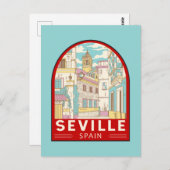 Sevilla Spanien - Retro Emblem Postkarte (Vorne/Hinten)