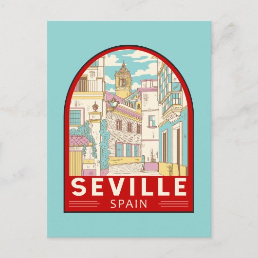 Sevilla Spanien - Retro Emblem Postkarte (Vorderseite)