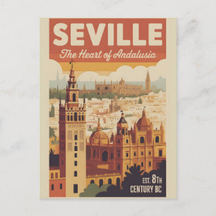 Sevilla Spanien Retro-Silhouette Stadtansicht Reis Postkarte