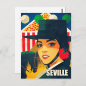 Sevilla, Spanien, spanisches Mädchen mit schwarzem Postkarte (Vorne/Hinten)
