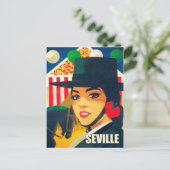 Sevilla, Spanien, spanisches Mädchen mit schwarzer Postkarte (Stehend Vorderseite)