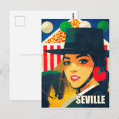Sevilla, Spanien, spanisches Mädchen mit schwarzer Postkarte (Vorne/Hinten)