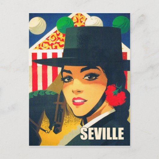 Sevilla, Spanien, spanisches Mädchen mit schwarzer Postkarte (Vorderseite)