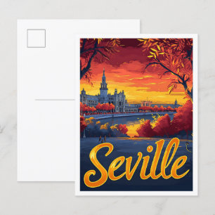 Sevilla Spanien Vintage Künstlerische Reiseillustr Postkarte