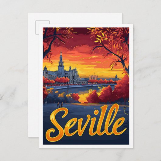 Sevilla Spanien - Vintage Kunstreise Postkarte (Vorne/Hinten)
