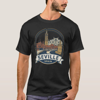 Sevilla, Spanien: Vintage Landmark Skyline T-Shirt