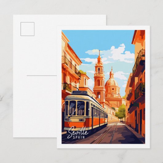Sevilla Spanien Vintage-Reise-Illustration Postkarte (Vorne/Hinten)