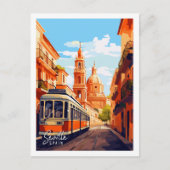 Sevilla Spanien Vintage-Reise-Illustration Postkarte (Vorderseite)