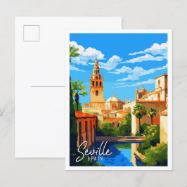 Sevilla Spanien Vintage-Reise-Illustration Postkarte