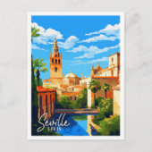 Sevilla Spanien Vintage-Reise-Illustration Postkarte (Vorderseite)