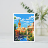 Sevilla Spanien Vintage-Reise-Illustration Postkarte (Stehend Vorderseite)