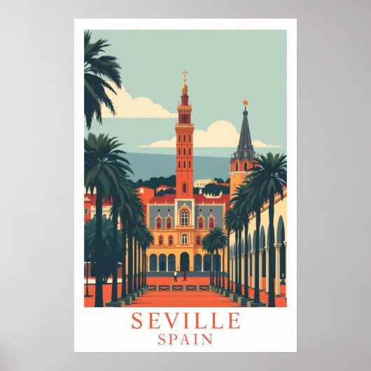 Sevilla Spanien Vintage Reise Kunst Poster (Vorne)