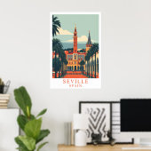 Sevilla Spanien Vintage Reise Kunst Poster (Heimbüro)