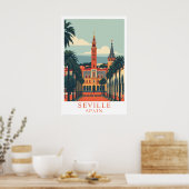 Sevilla Spanien Vintage Reise Kunst Poster (Küche)
