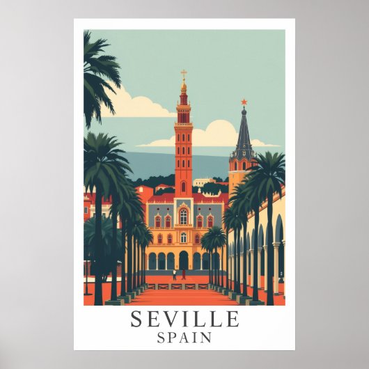 Sevilla Spanien Vintage Reise Kunst Poster (Vorne)