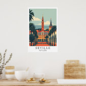Sevilla Spanien Vintage Reise Kunst Poster (Küche)