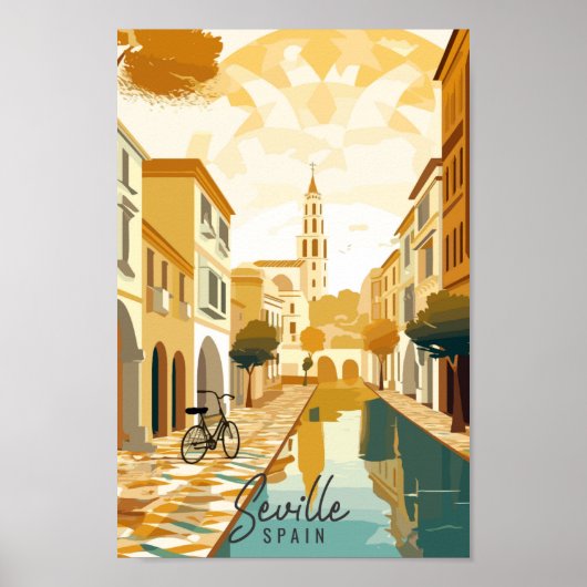 Sevilla Spanien Vintage-Reise-Ort Illustration Poster (Vorne)