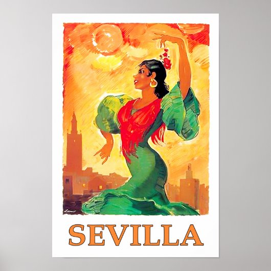 Sevilla Spanien Vintage Reise Poster (Vorne)