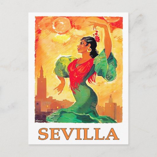 Sevilla Spanien Vintage Reise Postkarte (Vorderseite)