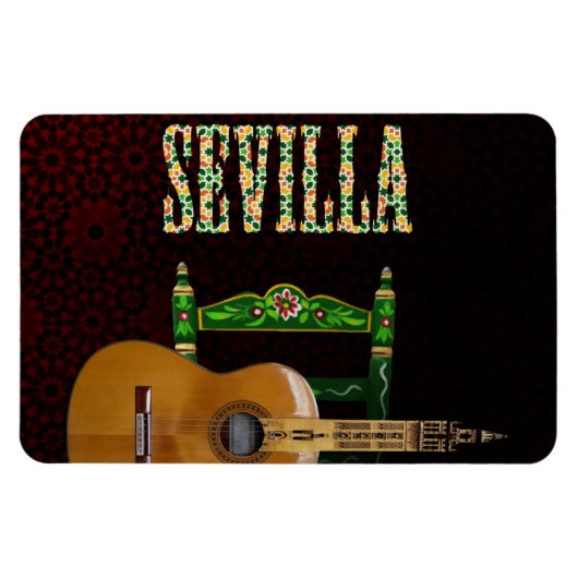 Sevilla spanische Gitarre mit Giralda von Sevilla Magnet (Horizontal)