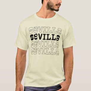 Sevilla Spanische Stadt Wiederholte Typografie Log T-Shirt