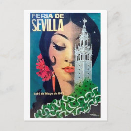 Sevilla, Turm der Stadt und Schwarze Haare, Vintag Postkarte