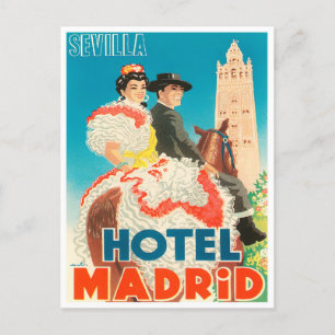 Seville Hotel Madrid Vintage-Reise Postkarte