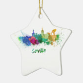 Seville skyline im Watercolor Keramik Ornament (Links)