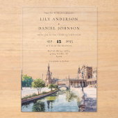 Seville Spain Watercolor Destination Wedding Acryleinladungen (Vorderseite)