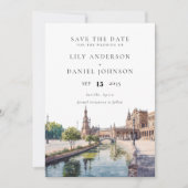 Seville Spain Watercolor Photo Wedding Save The Date (Vorderseite)