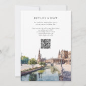 Seville Spain Watercolor QR Code Wedding Einladung (Rückseite)