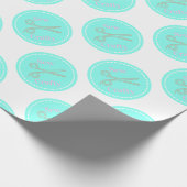Sew Crafty Aqua Blue Circle mit Schere Geschenkpapier (Ecke)