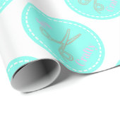 Sew Crafty Aqua Blue Circle mit Schere Geschenkpapier (Rolleneckpunkt)