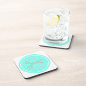 Sew Crafty Aqua Blue Circle mit Schere Getränkeuntersetzer (Rechte Seite)