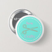 Sew Crafty Pastel Pink Gray Aqua Button (Vorne & Hinten)
