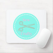 Sew Crafty Pastel Pink Gray Aqua Mousepad (Mit Mouse)