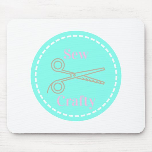 Sew Crafty Pastel Pink Gray Aqua Mousepad (Vorne)